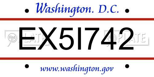 EX5I742 District Of Columbia License Plate