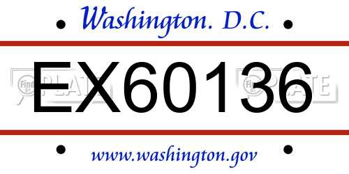 EX60136 District Of Columbia License Plate