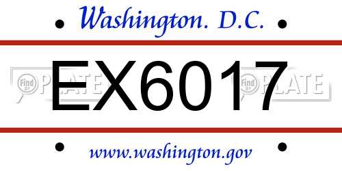EX6017 District Of Columbia License Plate