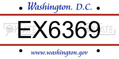 EX6369 District Of Columbia License Plate