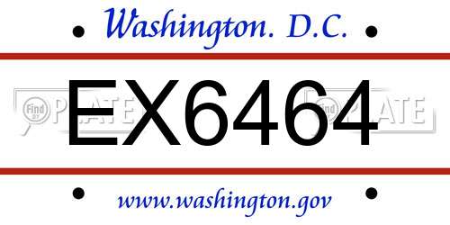 EX6464 District Of Columbia License Plate