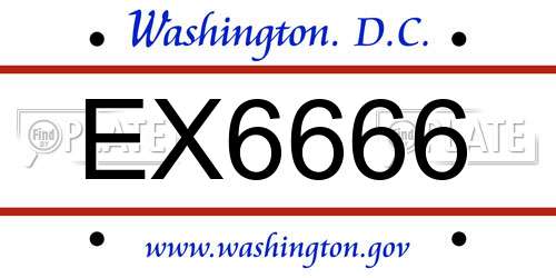 EX6666 District Of Columbia License Plate