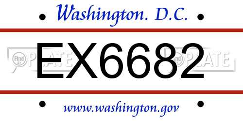 EX6682 District Of Columbia License Plate