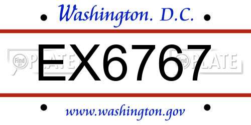 EX6767 District Of Columbia License Plate