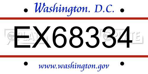 EX68334 District Of Columbia License Plate