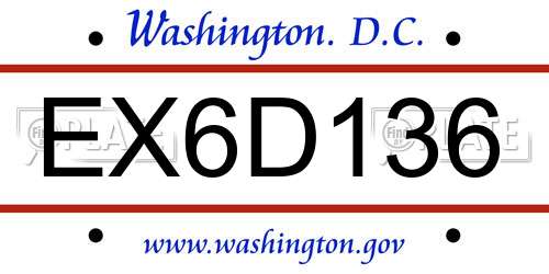 EX6D136 District Of Columbia License Plate