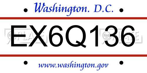 EX6Q136 District Of Columbia License Plate