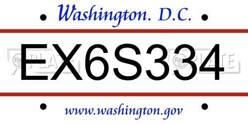 EX6S334 District Of Columbia License Plate