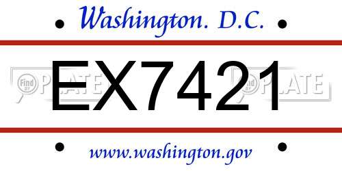 EX7421 District Of Columbia License Plate