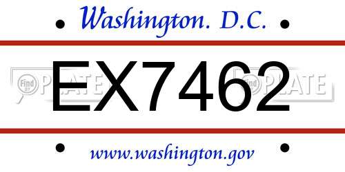 EX7462 District Of Columbia License Plate