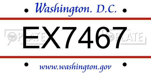 EX7467 District Of Columbia License Plate