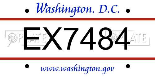 EX7484 District Of Columbia License Plate