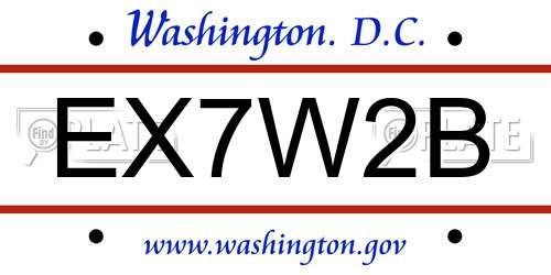 EX7W2B District Of Columbia License Plate