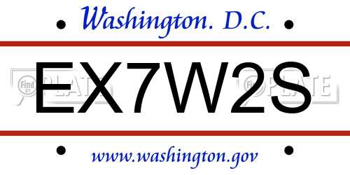 EX7W2S District Of Columbia License Plate