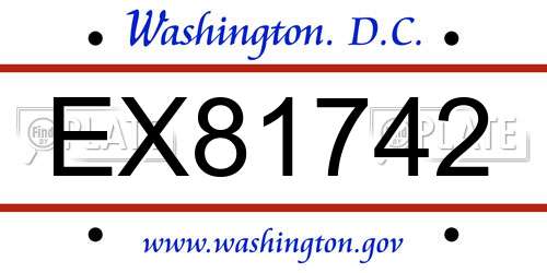 EX81742 District Of Columbia License Plate