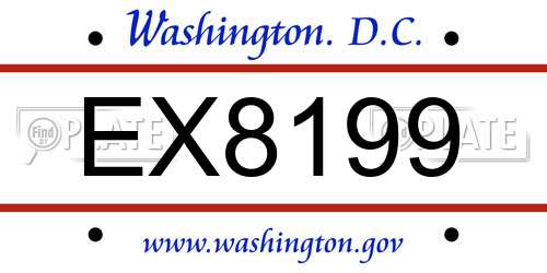 EX8199 District Of Columbia License Plate