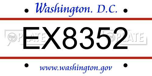 EX8352 District Of Columbia License Plate