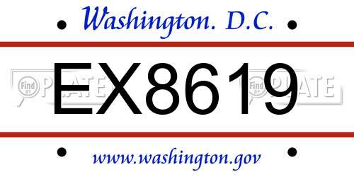 EX8619 District Of Columbia License Plate