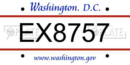 EX8757 District Of Columbia License Plate