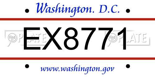 EX8771 District Of Columbia License Plate