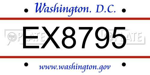 EX8795 District Of Columbia License Plate
