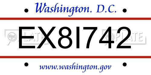 EX8I742 District Of Columbia License Plate