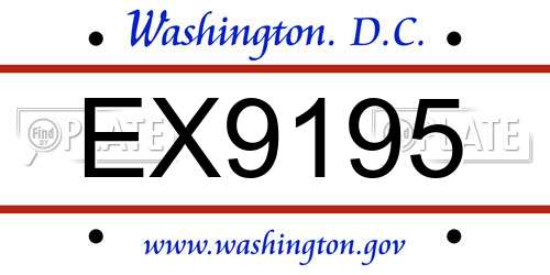 EX9195 District Of Columbia License Plate