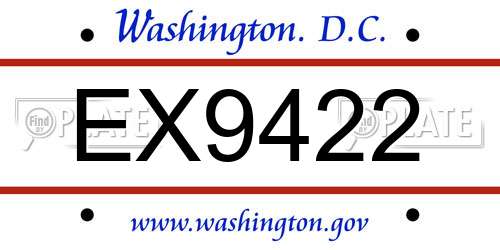 EX9422 District Of Columbia License Plate