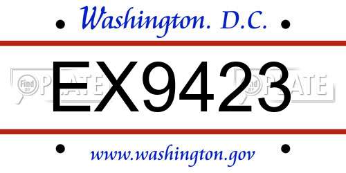 EX9423 District Of Columbia License Plate