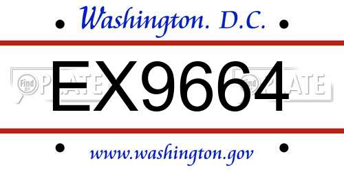 EX9664 District Of Columbia License Plate