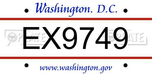 EX9749 District Of Columbia License Plate