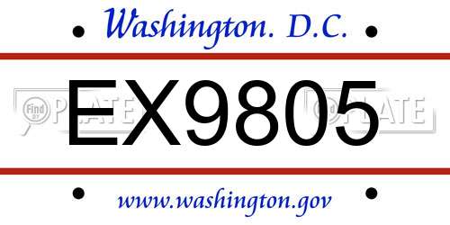 EX9805 District Of Columbia License Plate