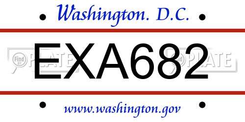 EXA682 District Of Columbia License Plate