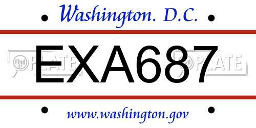 EXA687 District Of Columbia License Plate