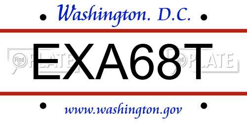 EXA68T District Of Columbia License Plate