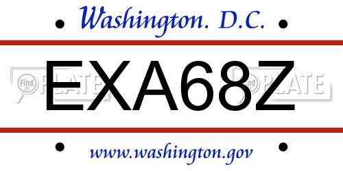 EXA68Z District Of Columbia License Plate
