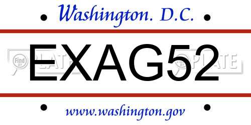 EXAG52 District Of Columbia License Plate