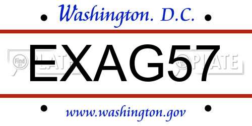 EXAG57 District Of Columbia License Plate