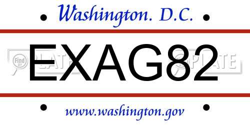 EXAG82 District Of Columbia License Plate