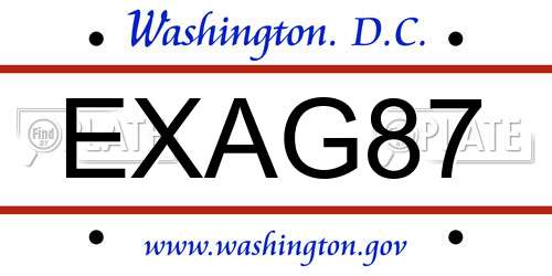 EXAG87 District Of Columbia License Plate