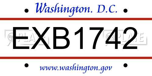 EXB1742 District Of Columbia License Plate