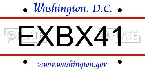 EXBX41 District Of Columbia License Plate
