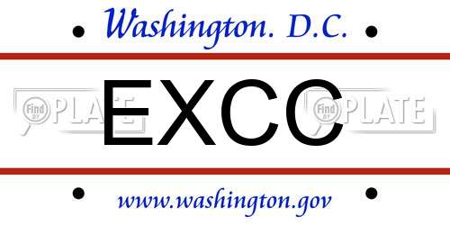 EXCC District Of Columbia License Plate