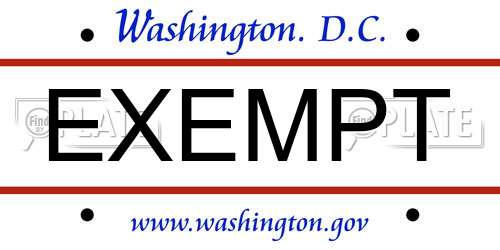 EXEMPT District Of Columbia License Plate