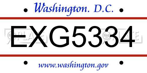 EXG5334 District Of Columbia License Plate