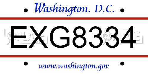 EXG8334 District Of Columbia License Plate