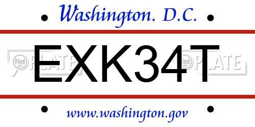 EXK34T District Of Columbia License Plate