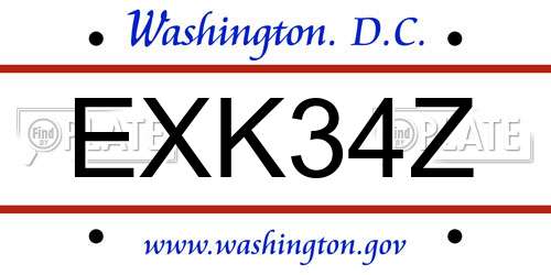 EXK34Z District Of Columbia License Plate