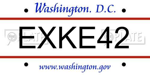 EXKE42 District Of Columbia License Plate