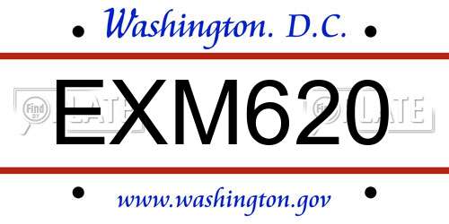 EXM620 District Of Columbia License Plate